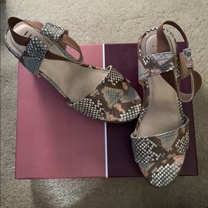 Lucca Lane brown wedges with leopard print